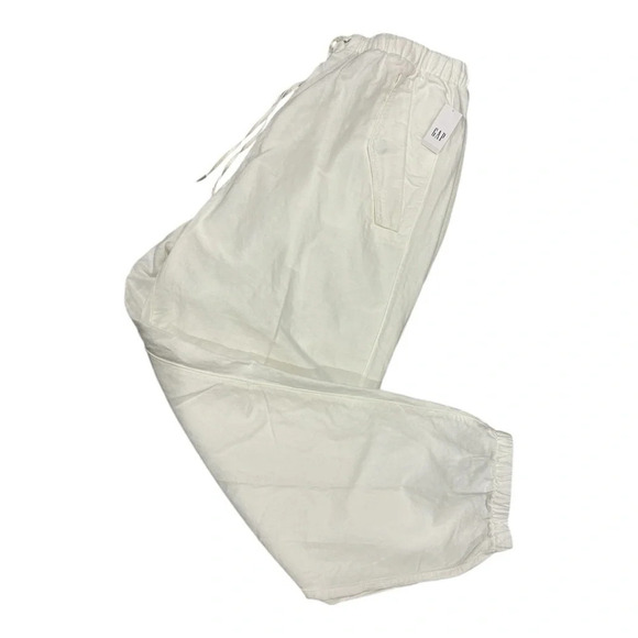 GAP Off White High Rise Linen-Cotton Utility Joggers with Washwell NWT - Picture 7 of 10